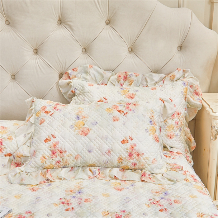 91家纺网 家纺一手货源 找家纺 宜凡家纺 2026新款莱赛尔印花夹棉单床裙床裙三件套 海棠听风