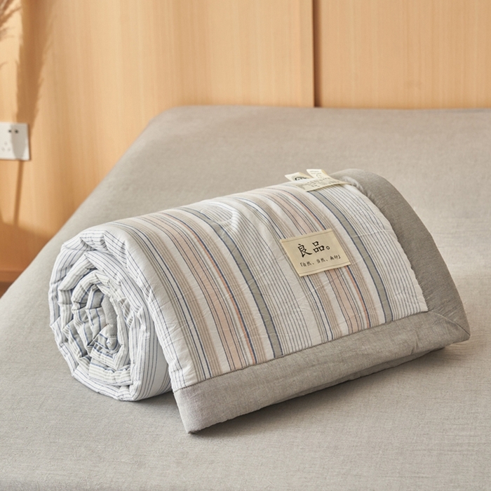 91家纺网 家纺一手货源 找家纺 简如 2026新款全棉纯棉色织水洗棉棉花空调被夏凉被 沐妍-灰