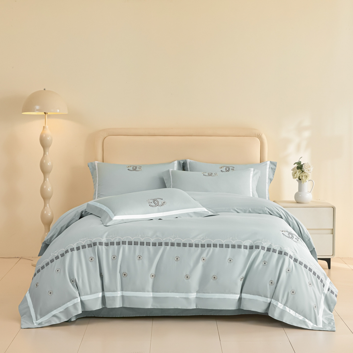 新方向 【控价 提供买家秀】2026新款刺绣50s双股全棉贡缎长绒棉四件套-金伯妮（控价 标准358元 加大378元） 金伯妮-星月蓝