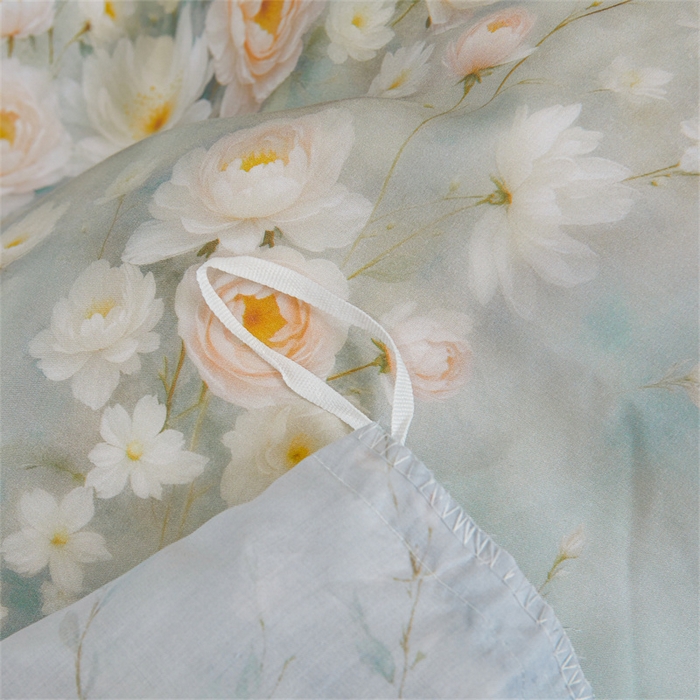 91家纺网 家纺一手货源 找家纺 宜凡家纺 2026新款莱赛尔印花夹棉单床裙床裙三件套 蓝铃风语