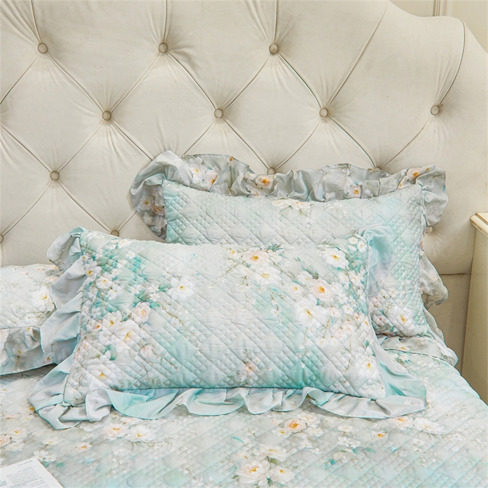 91家纺网 家纺一手货源 找家纺 宜凡家纺 2026新款莱赛尔印花夹棉单床裙床裙三件套 蓝铃风语