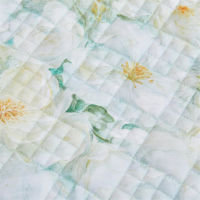 91家纺网 家纺一手货源 找家纺 宜凡家纺 2026新款莱赛尔印花夹棉单床裙床裙三件套 栀子花年