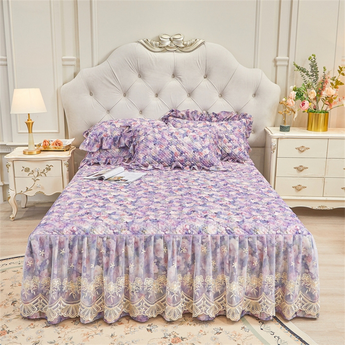 91家纺网 家纺一手货源 找家纺 （总）宜凡家纺 2026新款莱赛尔印花夹棉单床裙床裙三件套