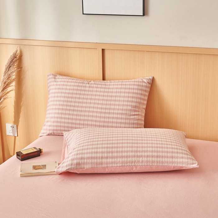 91家纺网 家纺一手货源 找家纺 简如 2026新款全棉纯棉色织水洗棉棉花空调被夏凉被 柠檬-粉