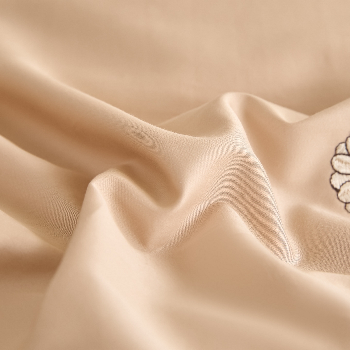 91家纺网 家纺一手货源 找家纺 新方向 【控价 提供买家秀】2026新款刺绣50s双股全棉贡缎长绒棉四件套-金伯妮（控价 标准358元 加大378元） 金伯妮-香槟