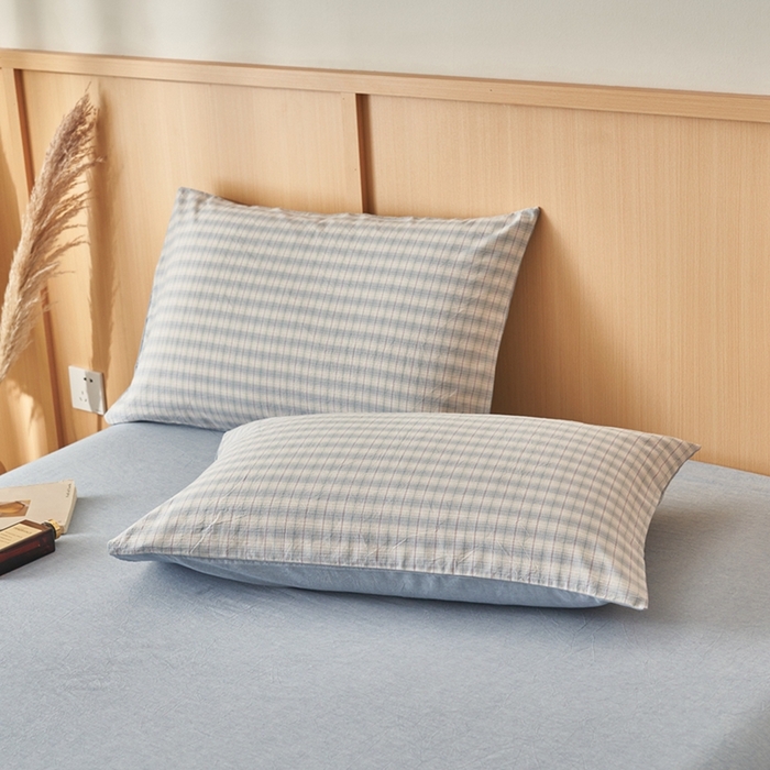 91家纺网 家纺一手货源 找家纺 简如 2026新款全棉纯棉色织水洗棉棉花空调被夏凉被 柠檬-蓝