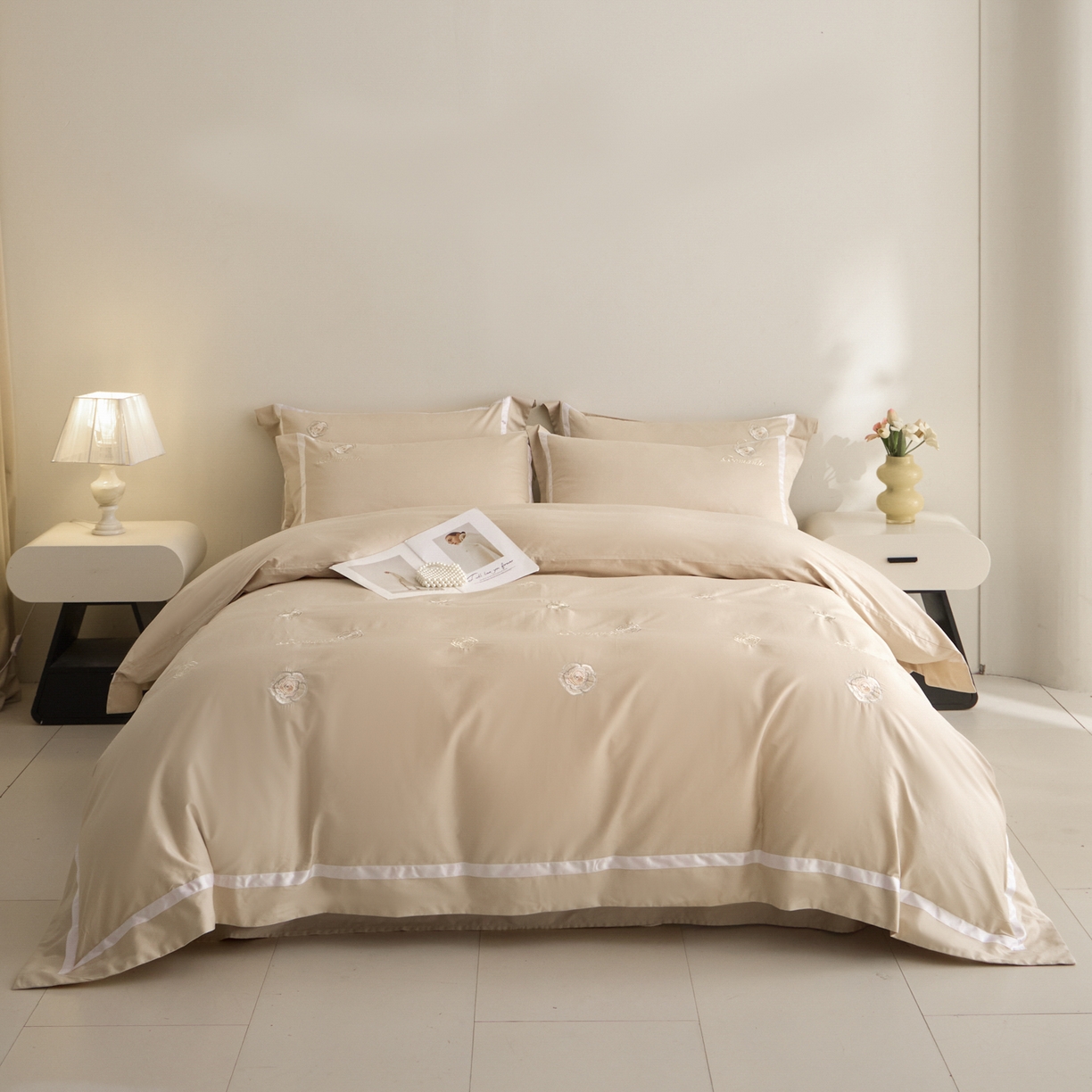 新方向 【控价 提供买家秀】2026新款刺绣50s双股全棉贡缎长绒棉四件套-半夏（控价 标准338元 加大358元） 半夏-香槟