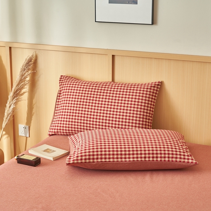 91家纺网 家纺一手货源 找家纺 简如 2026新款全棉纯棉色织水洗棉棉花空调被夏凉被 芸素-红