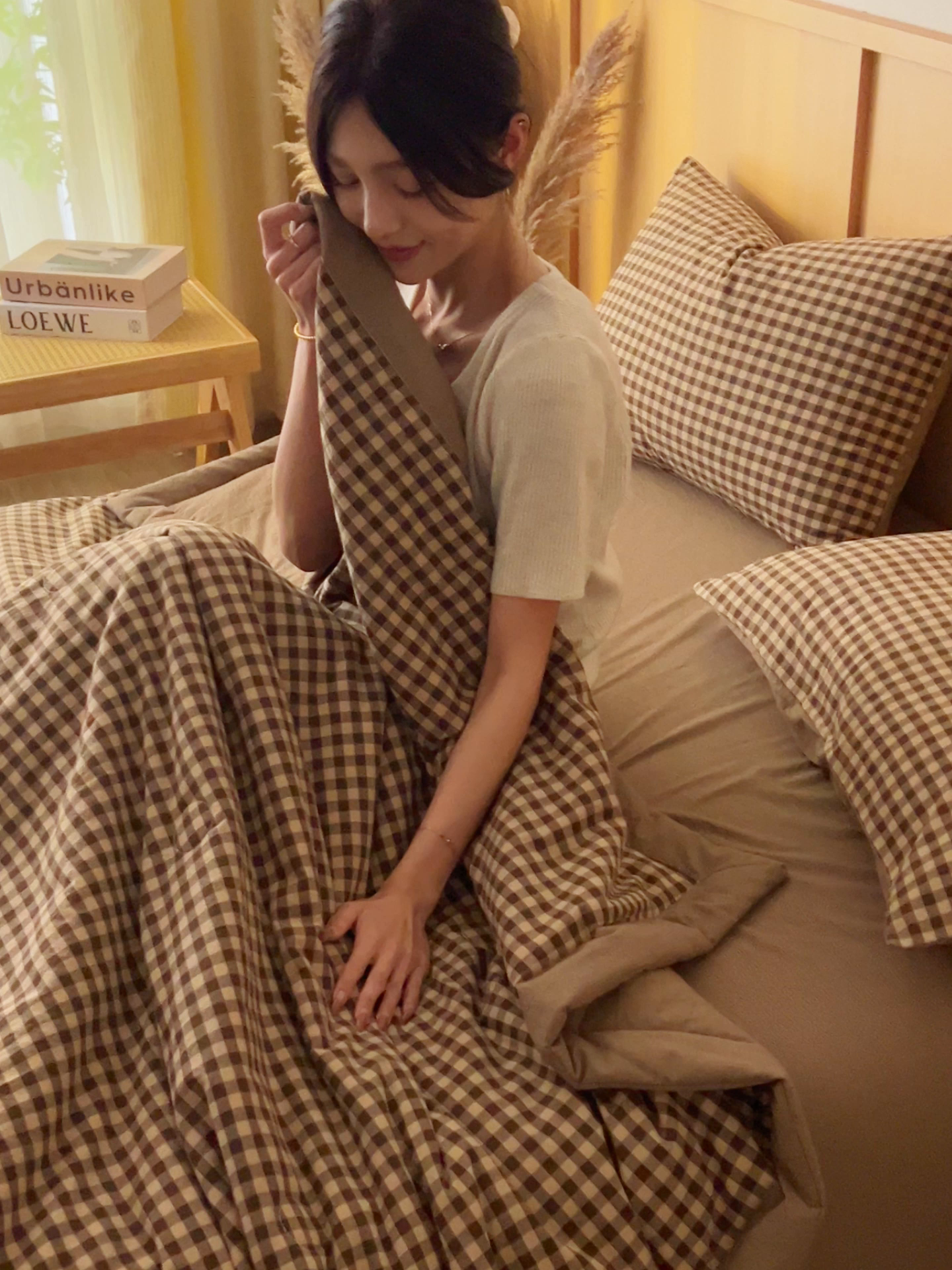 91家纺网 家纺一手货源 找家纺 简如 2026新款全棉纯棉色织水洗棉棉花空调被夏凉被 芸素-咖