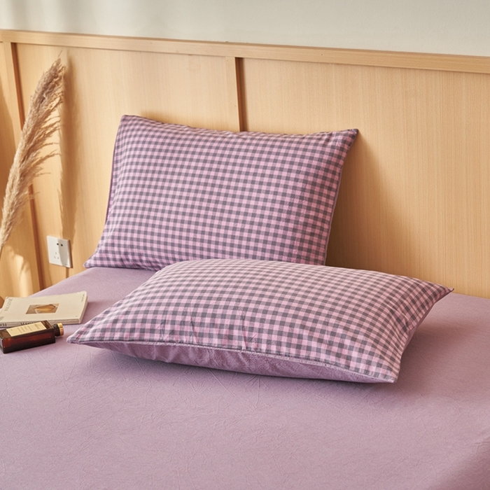 91家纺网 家纺一手货源 找家纺 简如 2026新款全棉纯棉色织水洗棉棉花空调被夏凉被 芸素-紫