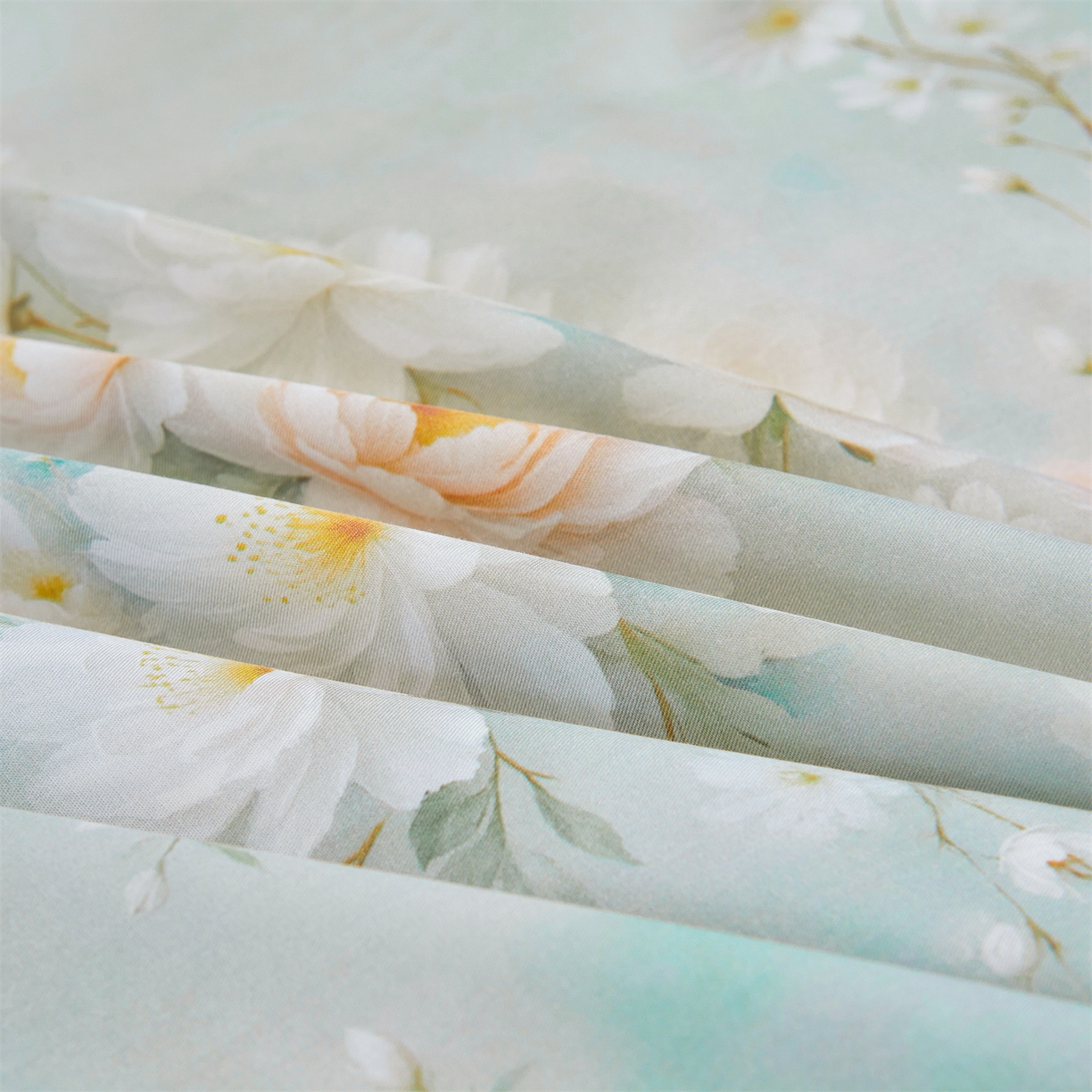 91家纺网 家纺一手货源 找家纺 宜凡家纺 2026新款莱赛尔印花夹棉床裙四件套 蓝铃风语