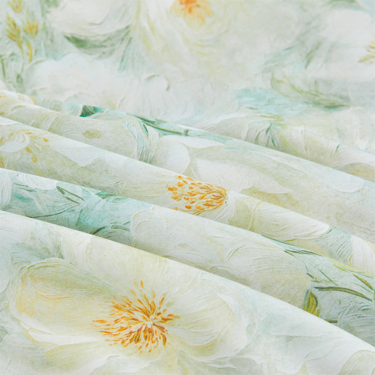 91家纺网 家纺一手货源 找家纺 宜凡家纺 2026新款莱赛尔印花夹棉床裙四件套 栀子花年