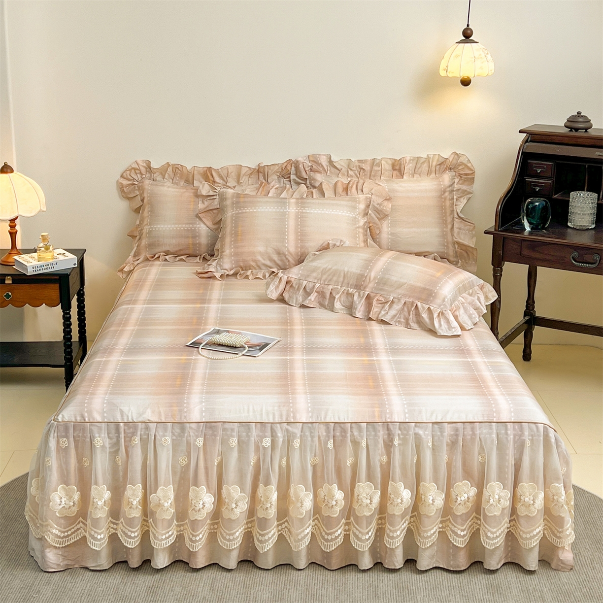 91家纺网 家纺一手货源 找家纺 （总）宜凡家纺 2026新款莱赛尔天丝印花床裙夏被四件套