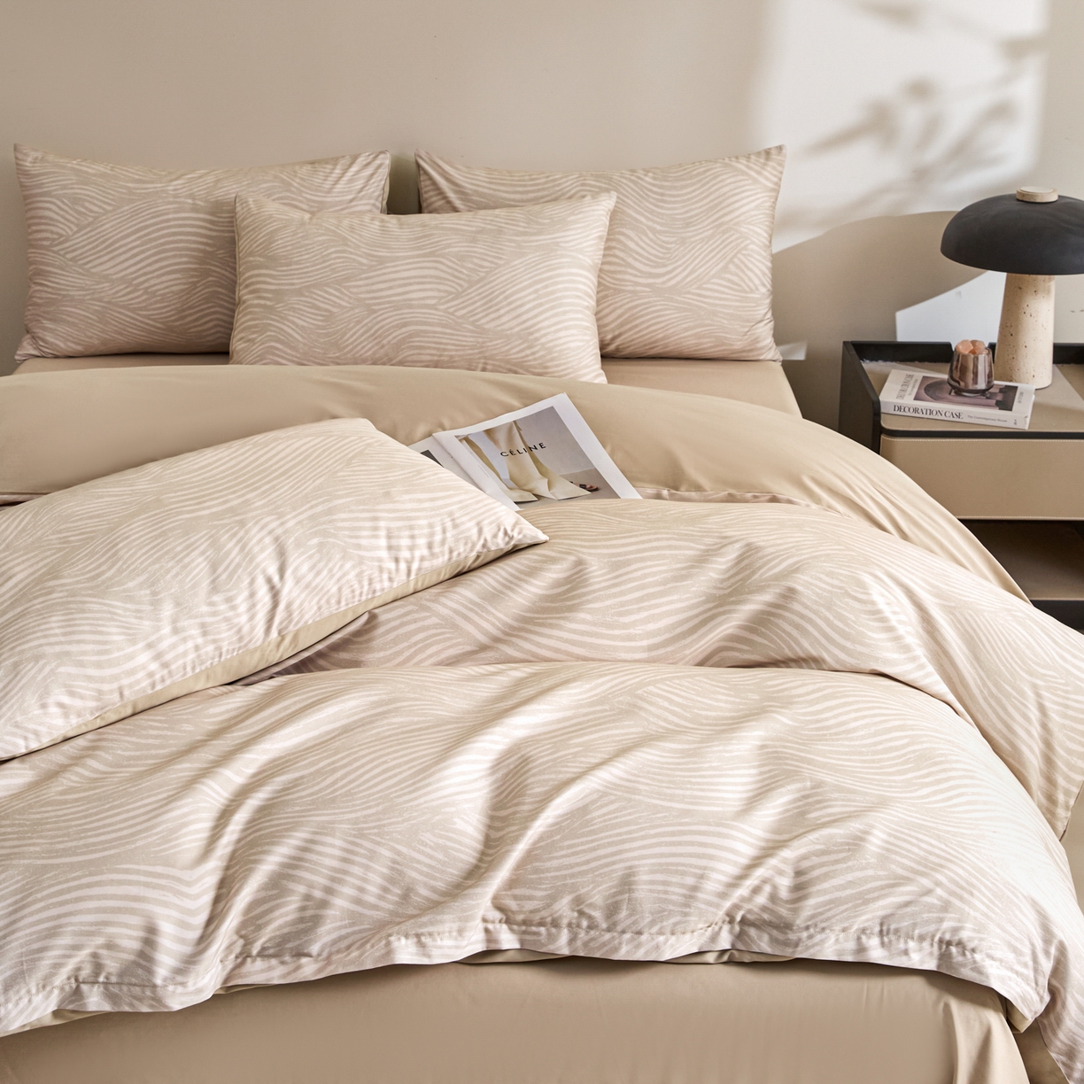 91家纺网 家纺一手货源 找家纺 新方向 【控价 提供买家秀】2026新款 数码印花50s双股全棉贡缎长绒棉四件套-罗马(控价 标准288元 加大308元) 罗马-香槟