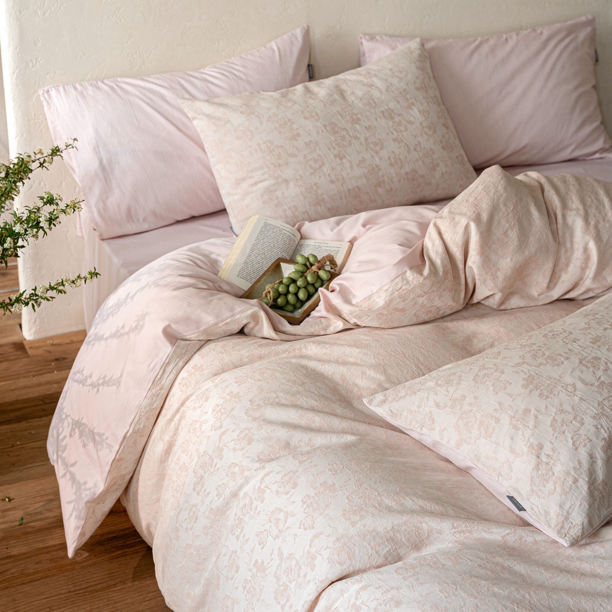 91家纺网 家纺一手货源 找家纺 （总）时光里 2026新款全棉纯棉60支色织水洗提花四件套