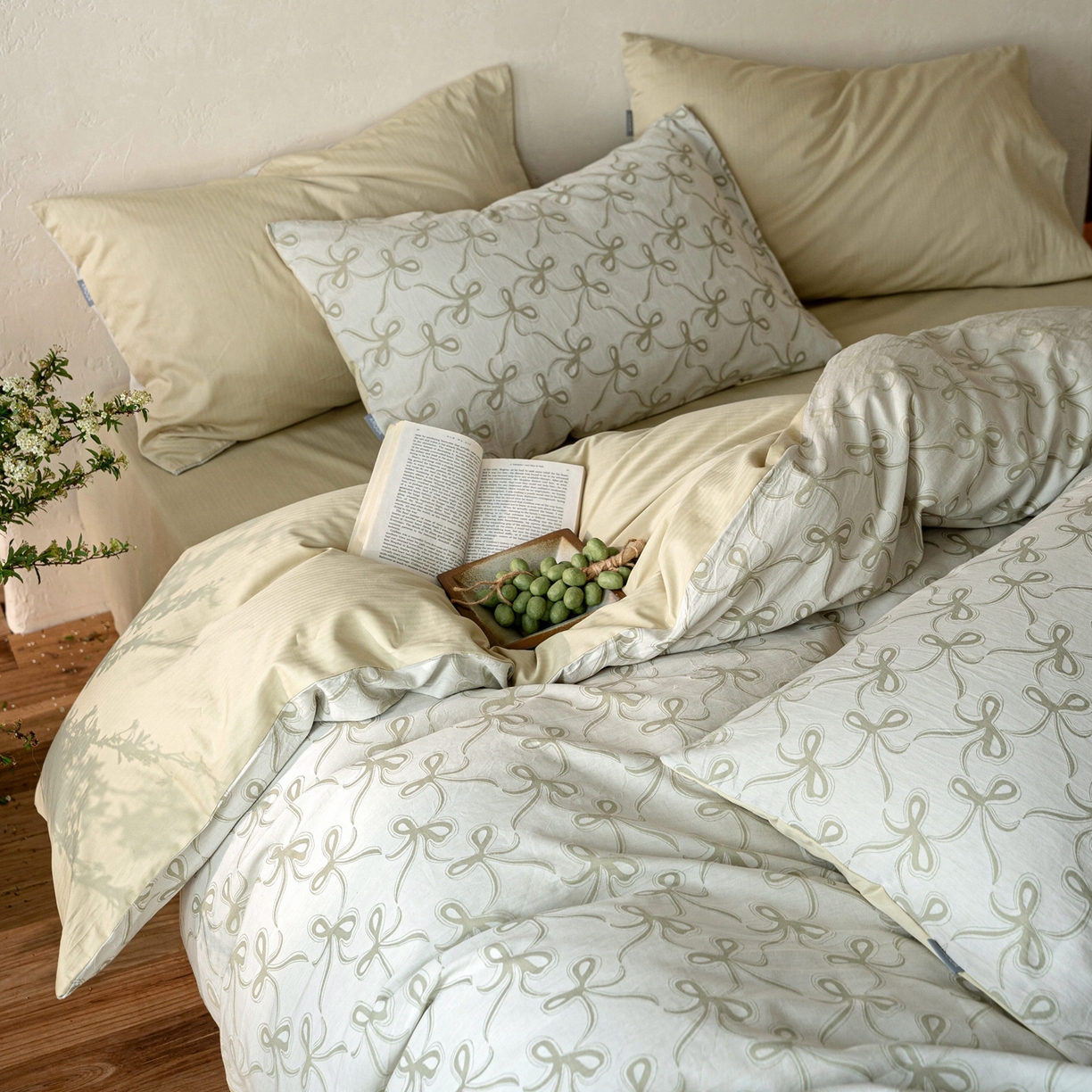 91家纺网 家纺一手货源 找家纺 （总）时光里 2026新款全棉纯棉60支色织水洗提花四件套