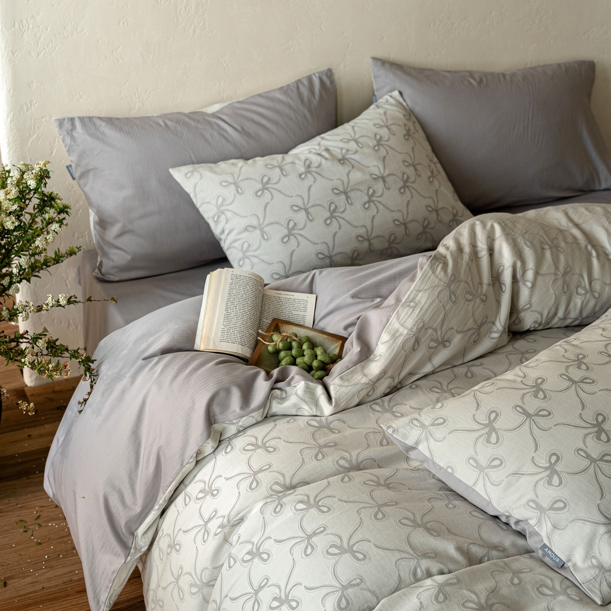 91家纺网 家纺一手货源 找家纺 （总）时光里 2026新款全棉纯棉60支色织水洗提花四件套