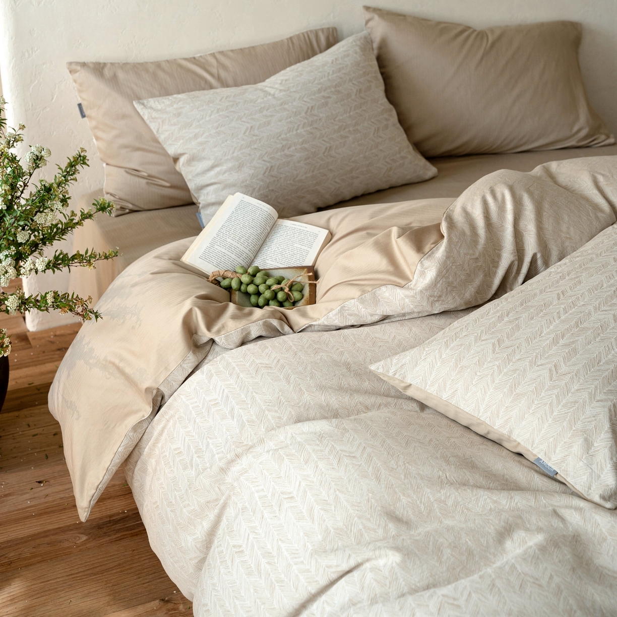 91家纺网 家纺一手货源 找家纺 （总）时光里 2026新款全棉纯棉60支色织水洗提花四件套