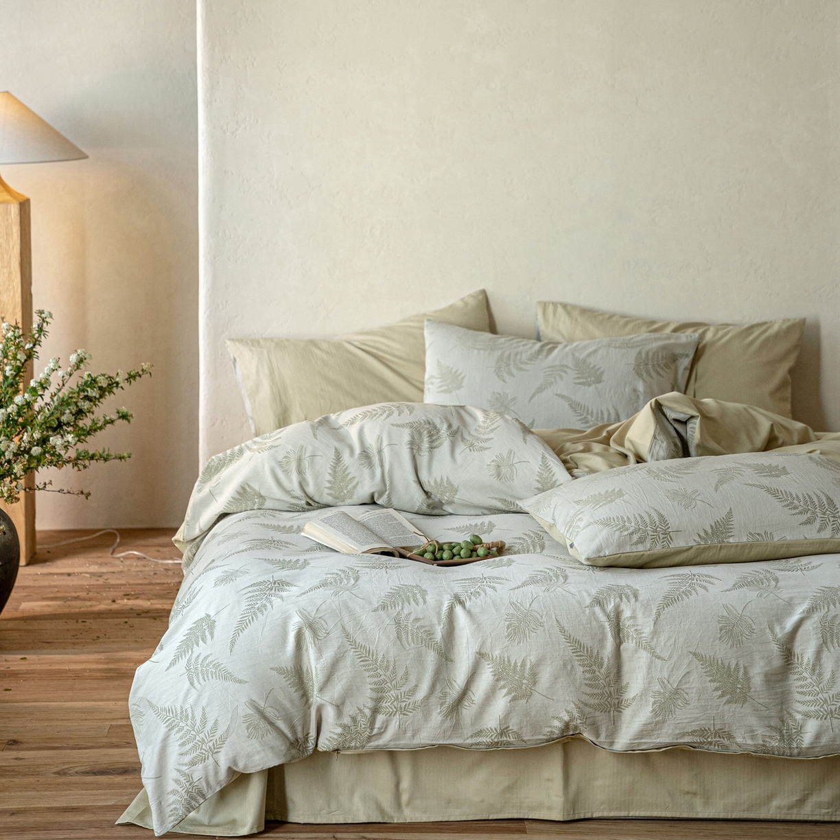 91家纺网 家纺一手货源 找家纺 时光里 2026新款全棉纯棉60支色织水洗提花四件套 枫锦