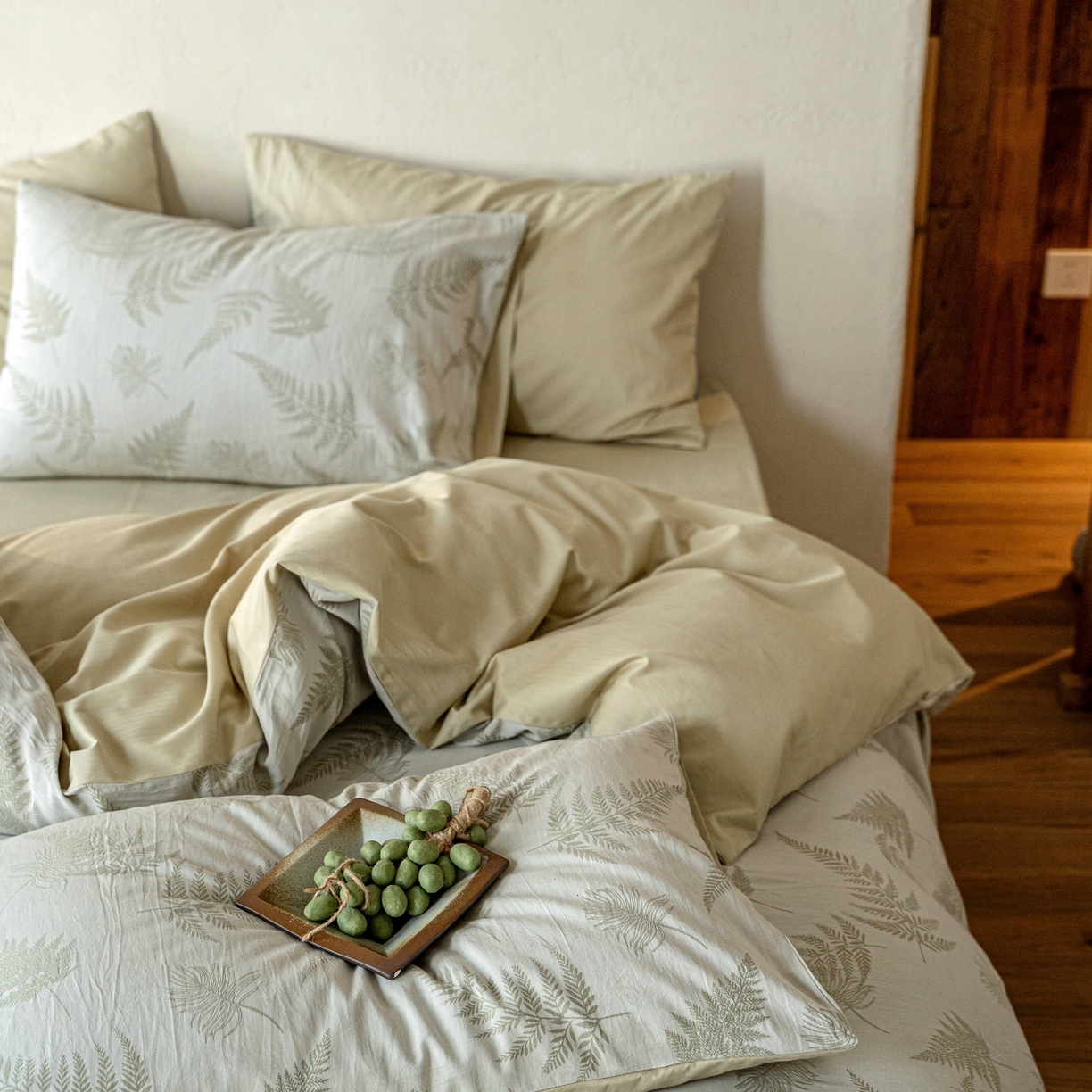 91家纺网 家纺一手货源 找家纺 时光里 2026新款全棉纯棉60支色织水洗提花四件套 枫锦