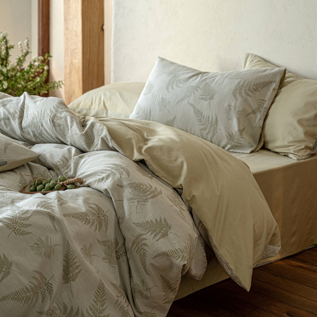 91家纺网 家纺一手货源 找家纺 时光里 2026新款全棉纯棉60支色织水洗提花四件套 枫锦