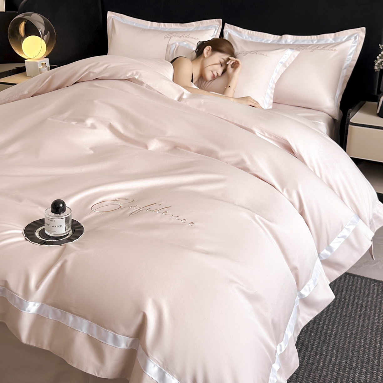 91家纺网 家纺一手货源 找家纺 （总）新方向 【控价 提供买家秀】2026新款刺绣50s双股全棉贡缎长绒棉四件套-自信(控价 标准328元 加大348元)