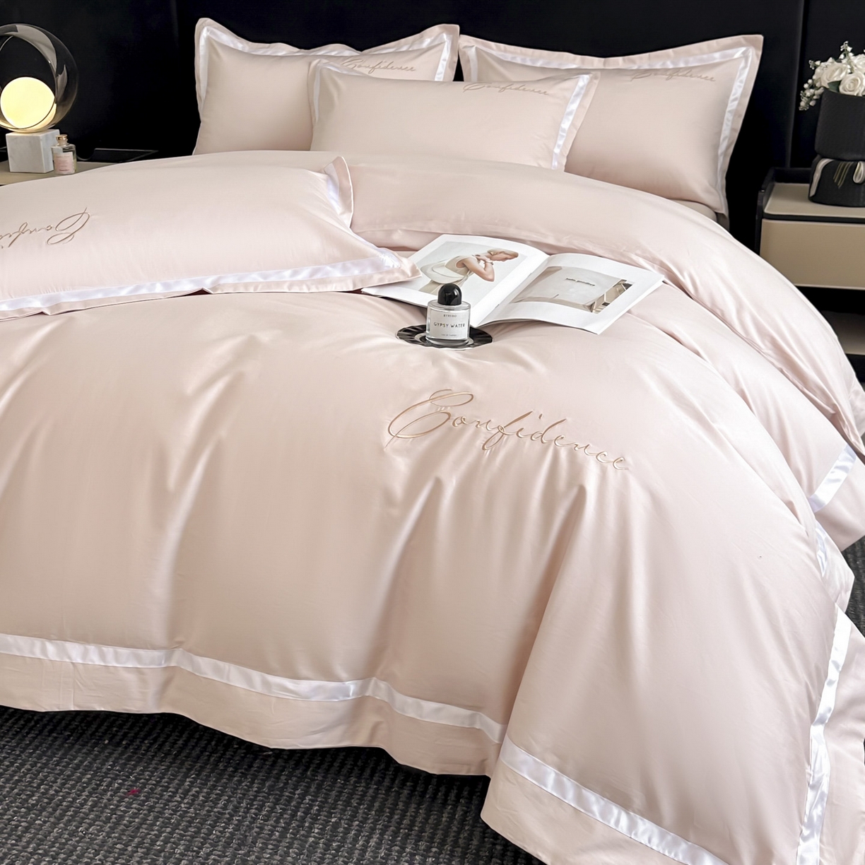 91家纺网 家纺一手货源 找家纺 （总）新方向 【控价 提供买家秀】2026新款刺绣50s双股全棉贡缎长绒棉四件套-自信(控价 标准328元 加大348元)