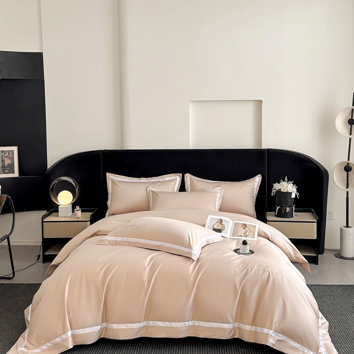 新方向 【控价 提供买家秀】2026新款刺绣50s双股全棉贡缎长绒棉四件套-自信(控价 标准328元 加大348元) 自信-香槟