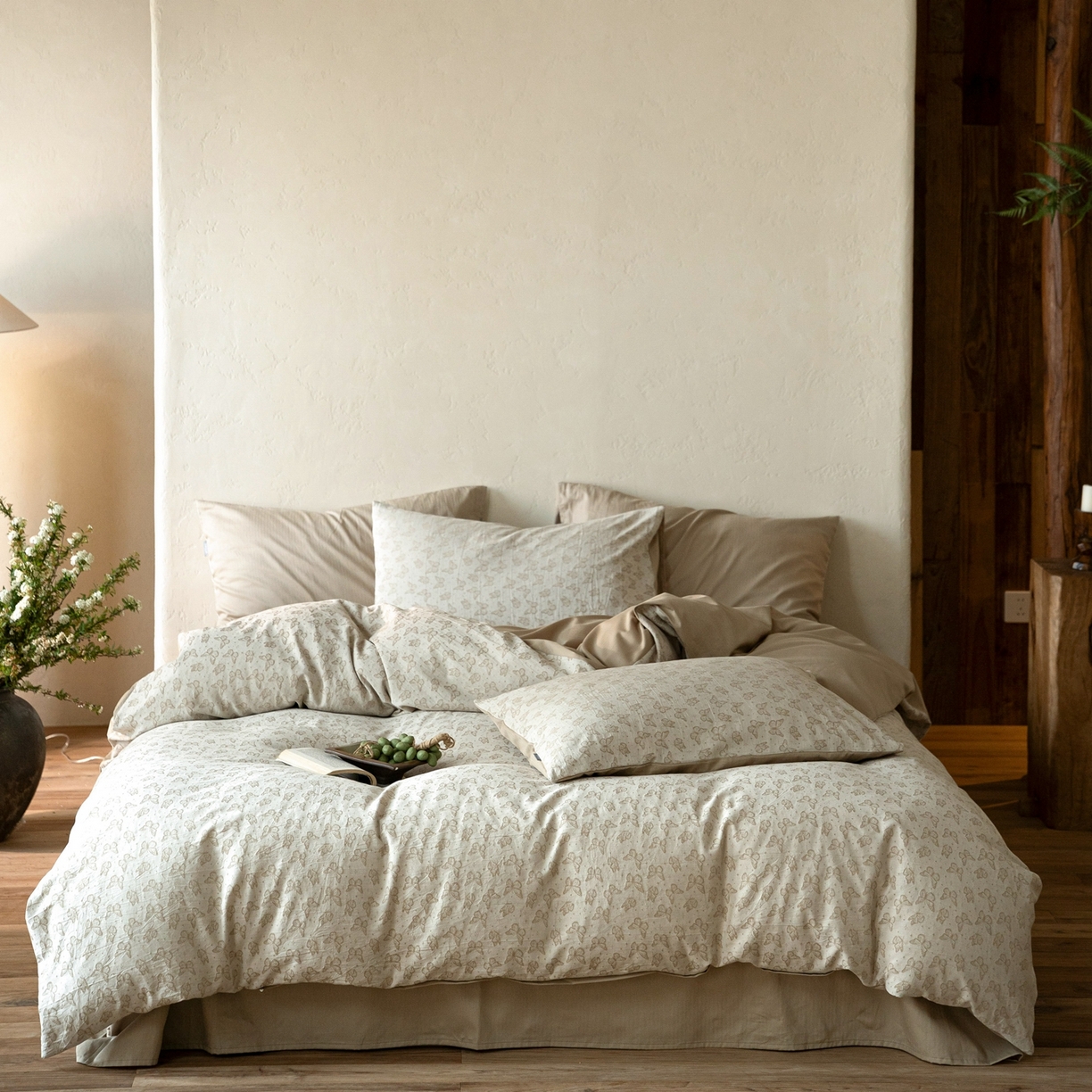 91家纺网 家纺一手货源 找家纺 时光里 2026新款全棉纯棉60支色织水洗提花四件套 花蝴翎