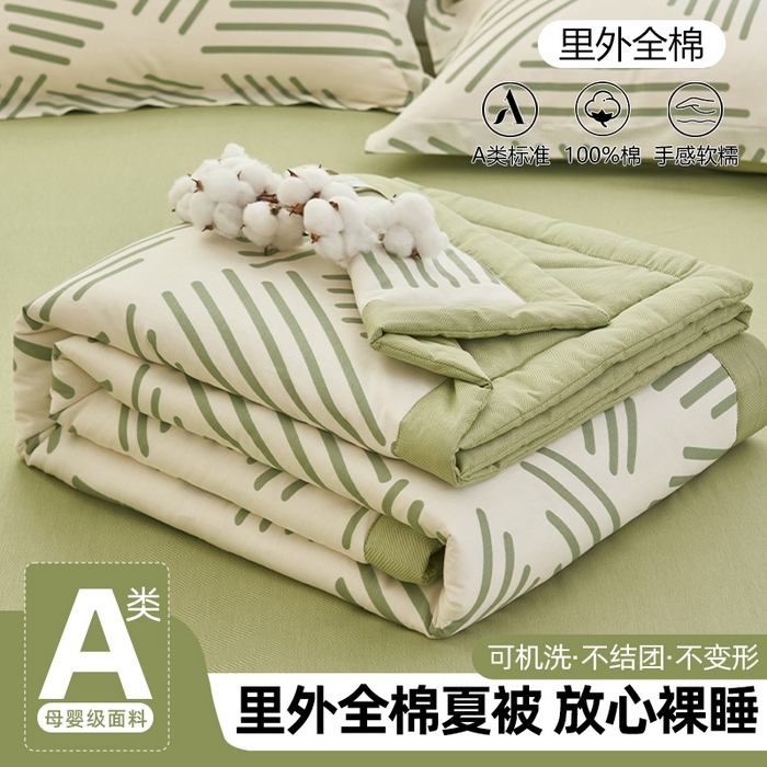 91家纺网 家纺一手货源 找家纺 简如 2026新款印花里外全棉夏凉被四件套 伯克利