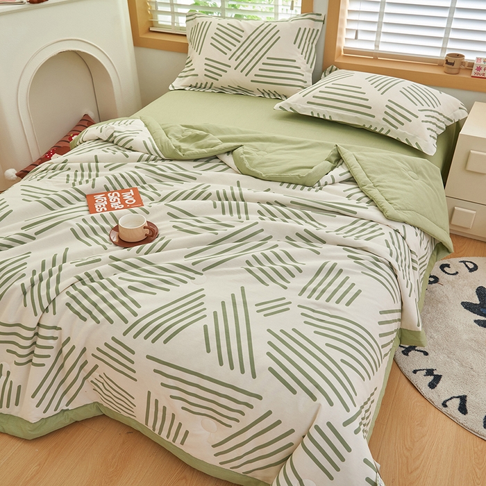 91家纺网 家纺一手货源 找家纺 简如 2026新款印花里外全棉夏凉被四件套 伯克利