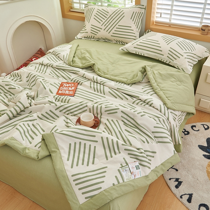 91家纺网 家纺一手货源 找家纺 简如 2026新款印花里外全棉夏凉被四件套 伯克利