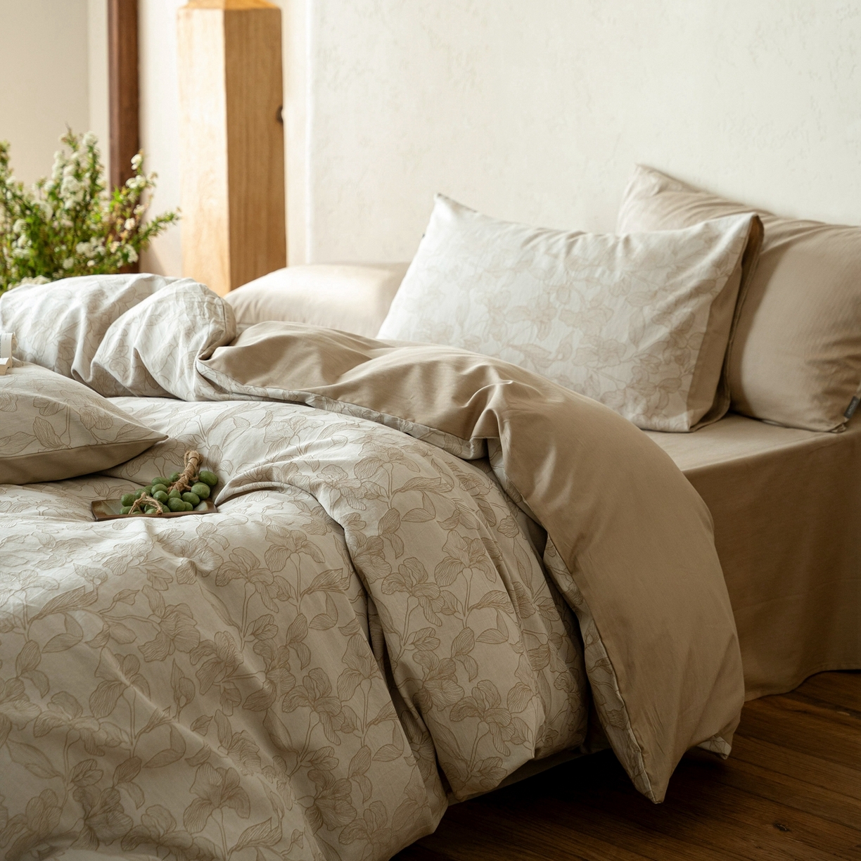 91家纺网 家纺一手货源 找家纺 时光里 2026新款全棉纯棉60支色织水洗提花四件套 将离