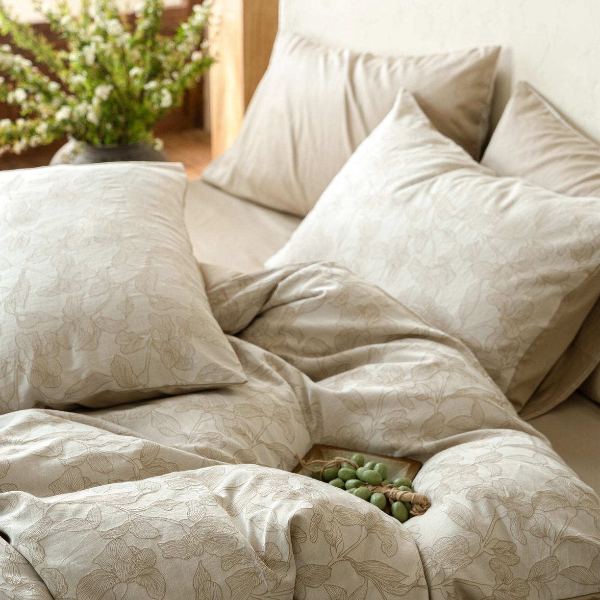 91家纺网 家纺一手货源 找家纺 时光里 2026新款全棉纯棉60支色织水洗提花四件套 将离