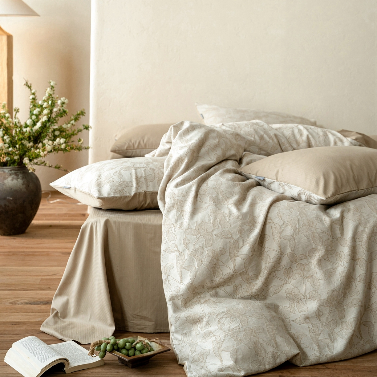 91家纺网 家纺一手货源 找家纺 时光里 2026新款全棉纯棉60支色织水洗提花四件套 将离