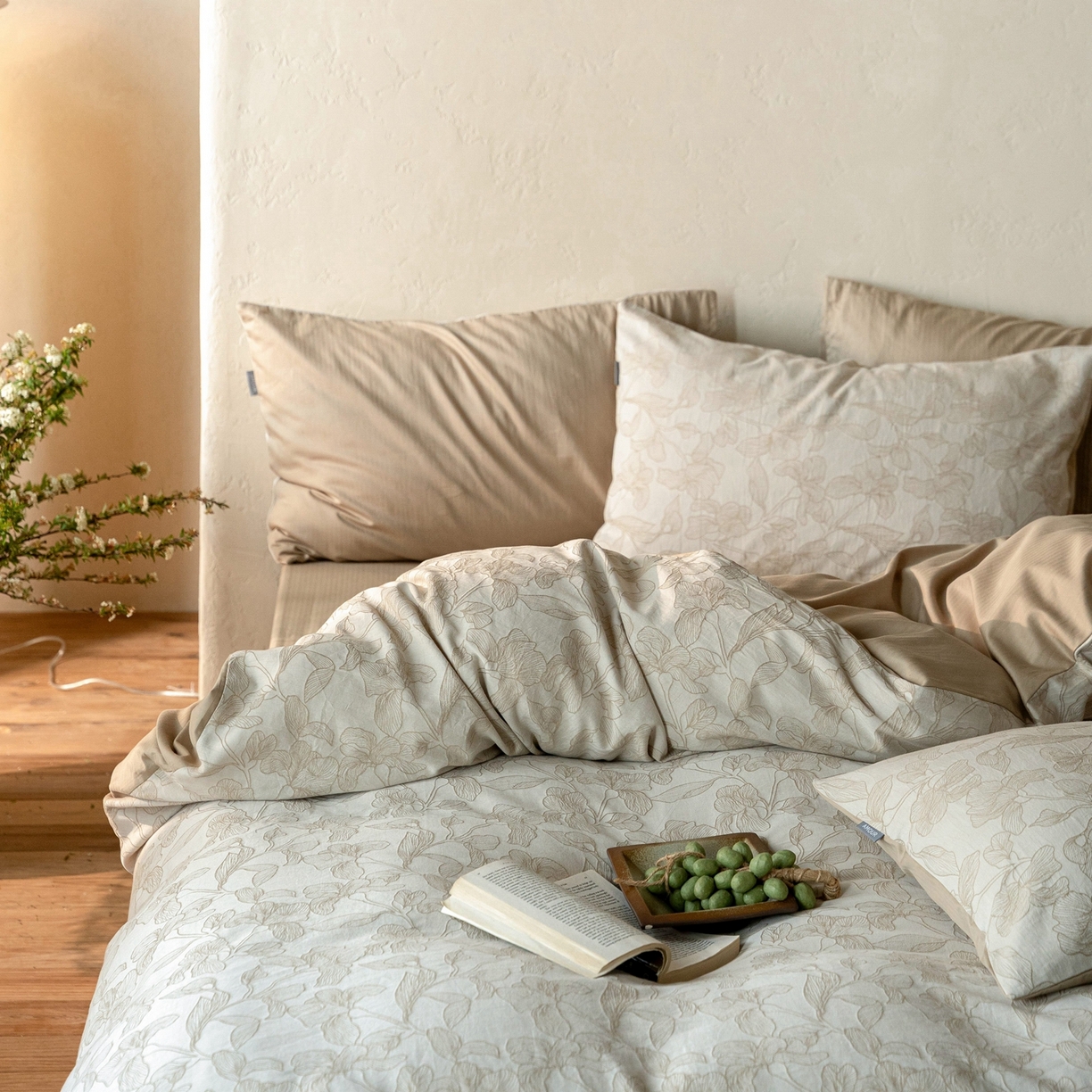 91家纺网 家纺一手货源 找家纺 时光里 2026新款全棉纯棉60支色织水洗提花四件套 将离