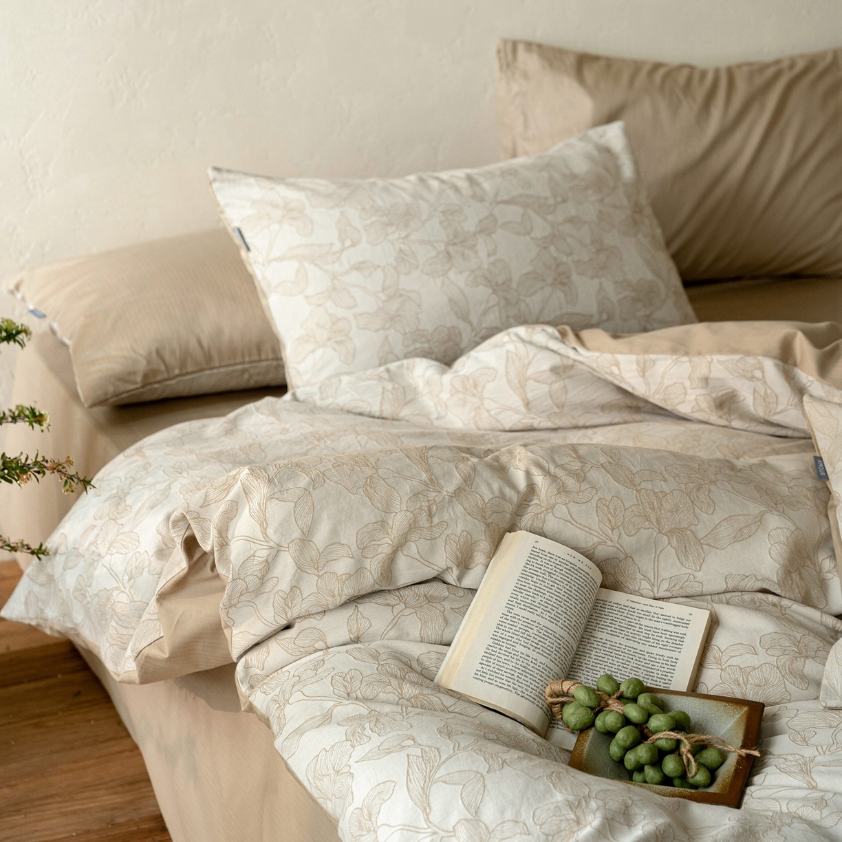 91家纺网 家纺一手货源 找家纺 时光里 2026新款全棉纯棉60支色织水洗提花四件套 将离