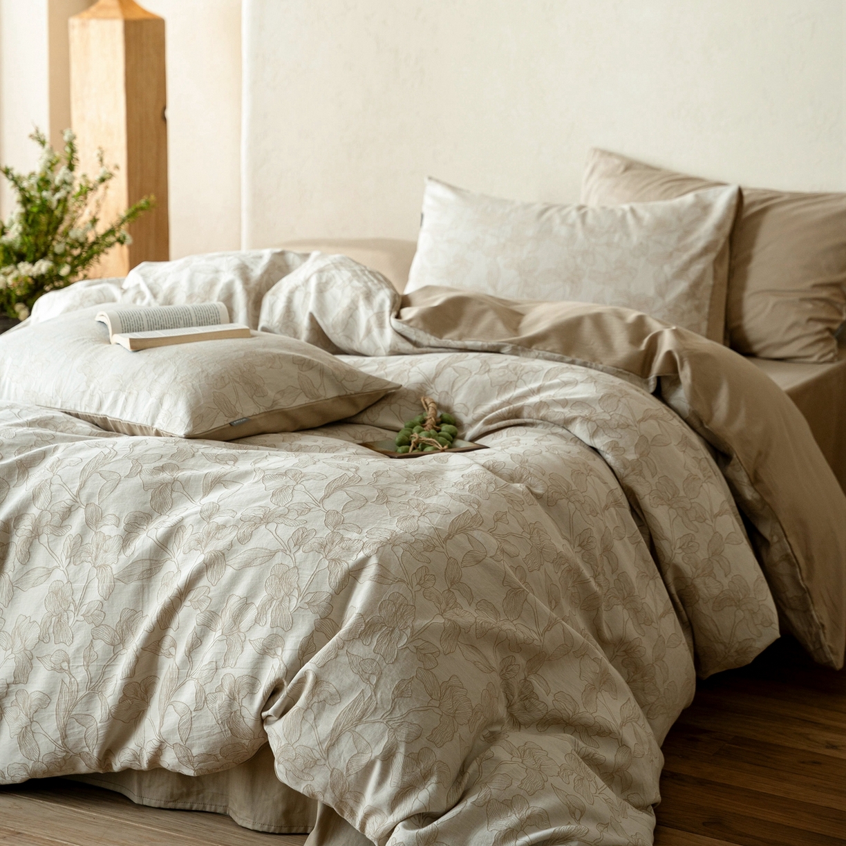 91家纺网 家纺一手货源 找家纺 时光里 2026新款全棉纯棉60支色织水洗提花四件套 将离