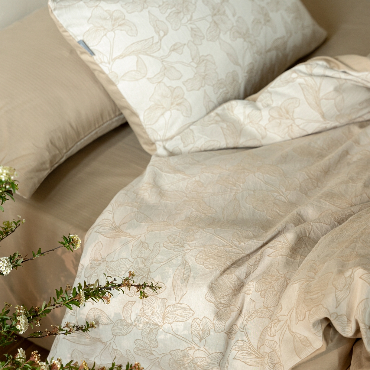 91家纺网 家纺一手货源 找家纺 时光里 2026新款全棉纯棉60支色织水洗提花四件套 将离