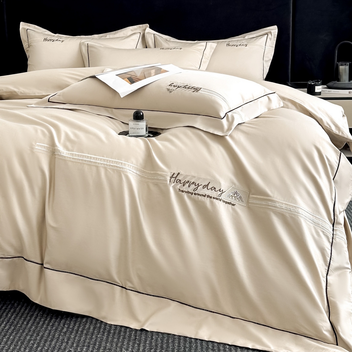 91家纺网 家纺一手货源 找家纺 （总）新方向 【控价 提供买家秀】2026新款 刺绣50s双股全棉贡缎长绒棉四件套-亚瑟(控价 标准328元 加大348元)