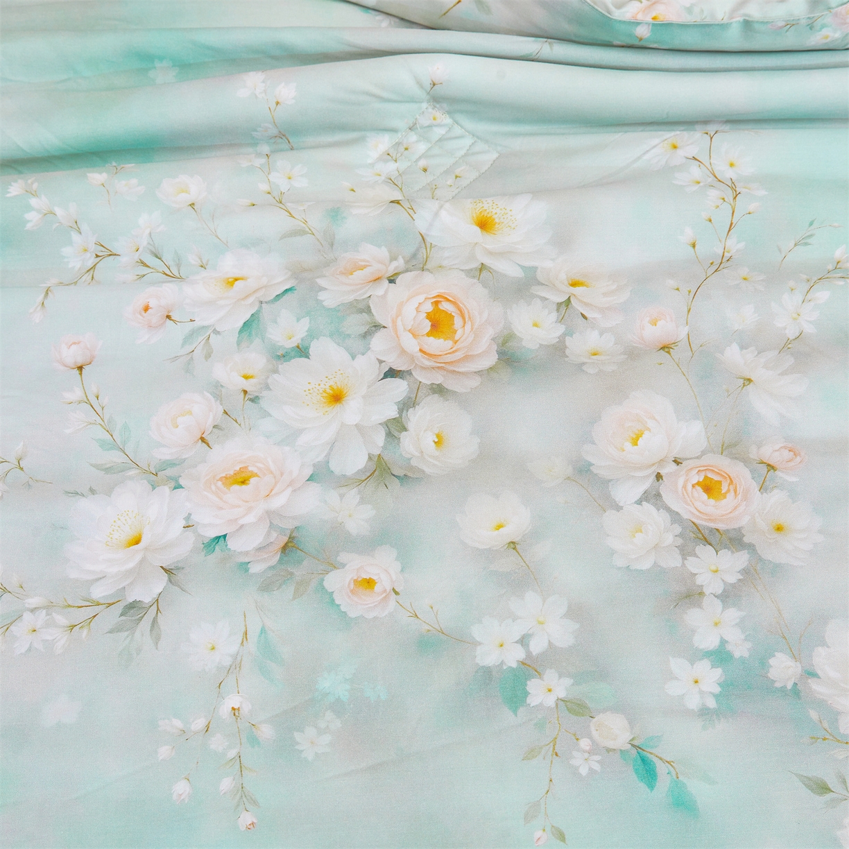 91家纺网 家纺一手货源 找家纺 （总）宜凡家纺 2026新款莱赛尔天丝印花床裙夏被四件套