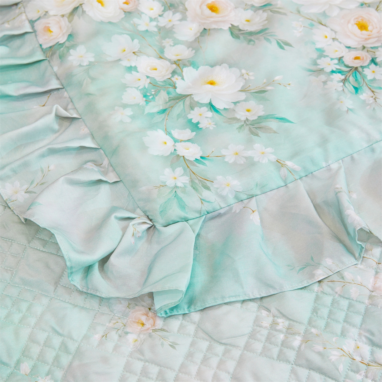 91家纺网 家纺一手货源 找家纺 （总）宜凡家纺 2026新款莱赛尔天丝印花床裙夏被四件套