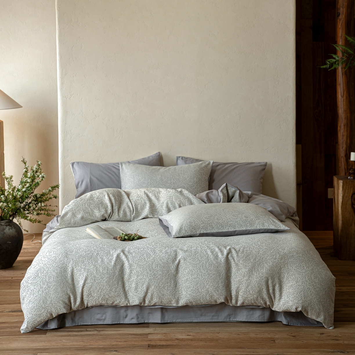 91家纺网 家纺一手货源 找家纺 时光里 2026新款全棉纯棉60支色织水洗提花四件套 兰草听露