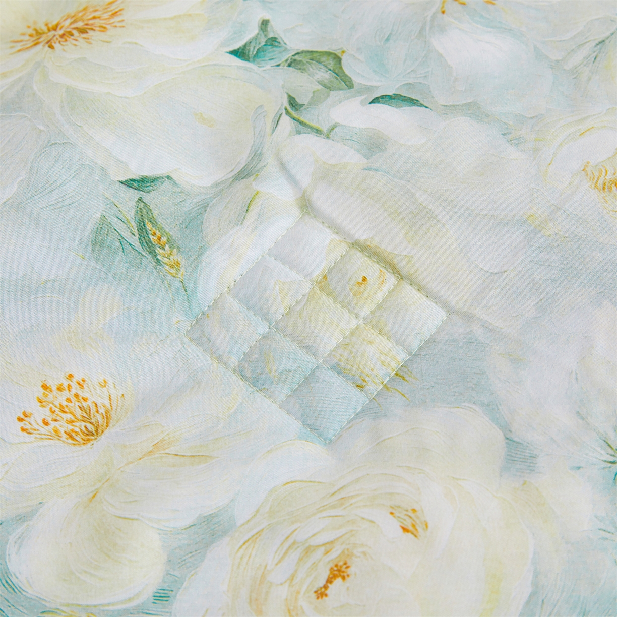 91家纺网 家纺一手货源 找家纺 宜凡家纺 2026新款莱赛尔天丝印花床裙夏被四件套 栀子花年