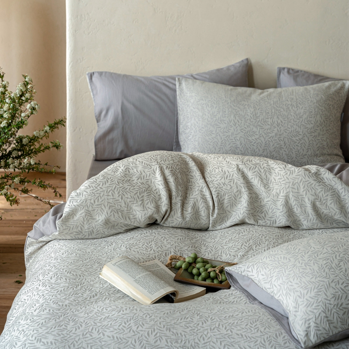 91家纺网 家纺一手货源 找家纺 时光里 2026新款全棉纯棉60支色织水洗提花四件套 兰草听露