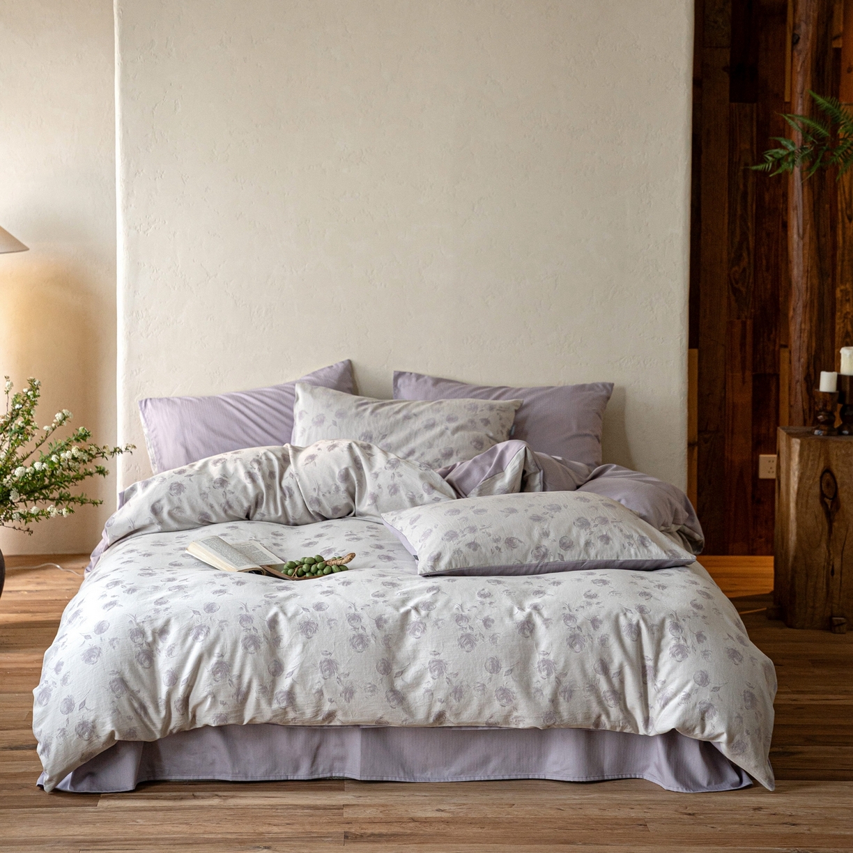 91家纺网 家纺一手货源 找家纺 时光里 2026新款全棉纯棉60支色织水洗提花四件套 蔓纱