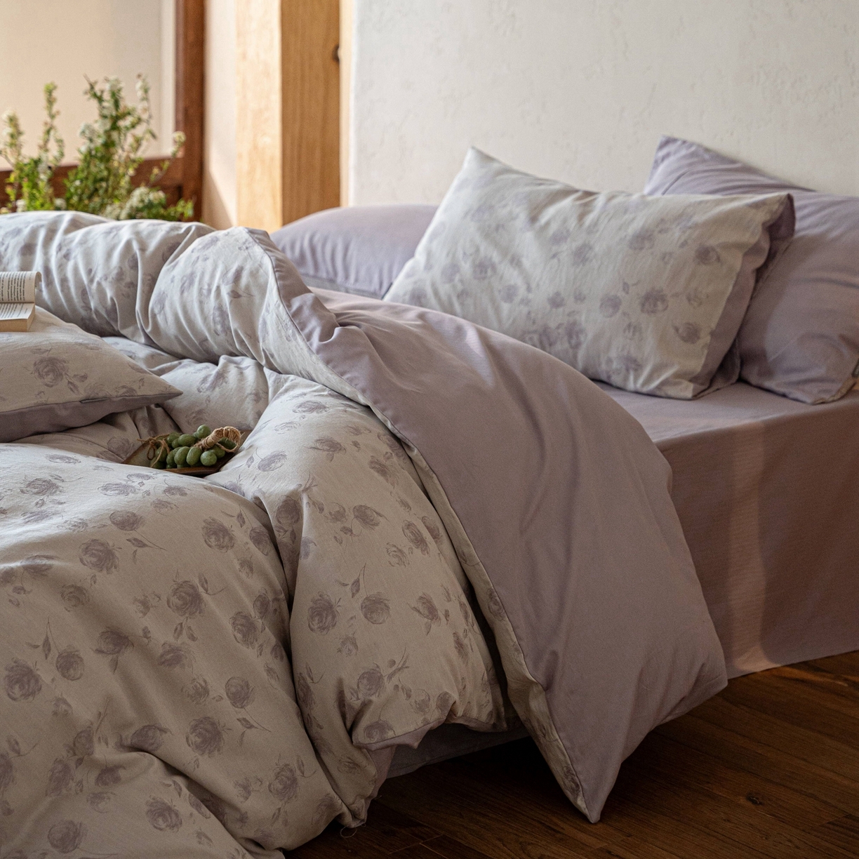 91家纺网 家纺一手货源 找家纺 时光里 2026新款全棉纯棉60支色织水洗提花四件套 蔓纱