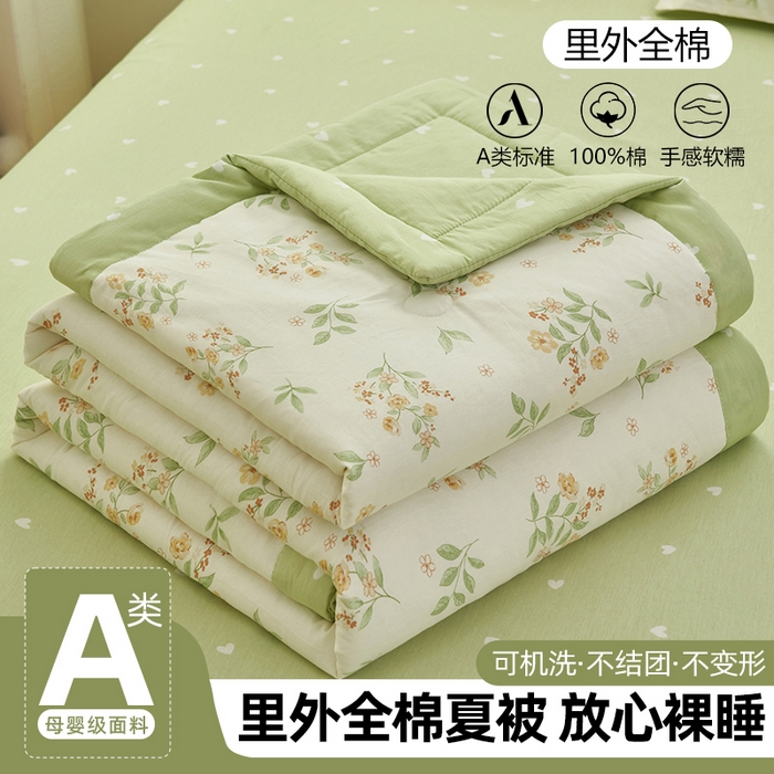 91家纺网 家纺一手货源 找家纺 简如 2026新款印花里外全棉夏凉被四件套 花样年华