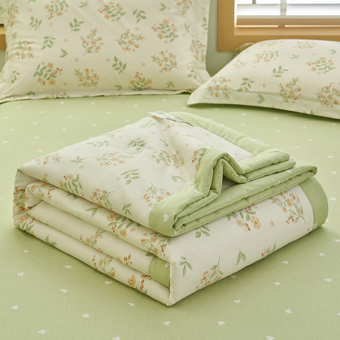 91家纺网 家纺一手货源 找家纺 简如 2026新款印花里外全棉夏凉被四件套 花样年华