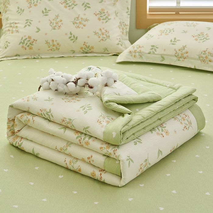 91家纺网 家纺一手货源 找家纺 简如 2026新款印花里外全棉夏凉被四件套 花样年华